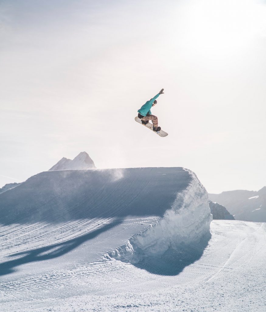 man snowboarding